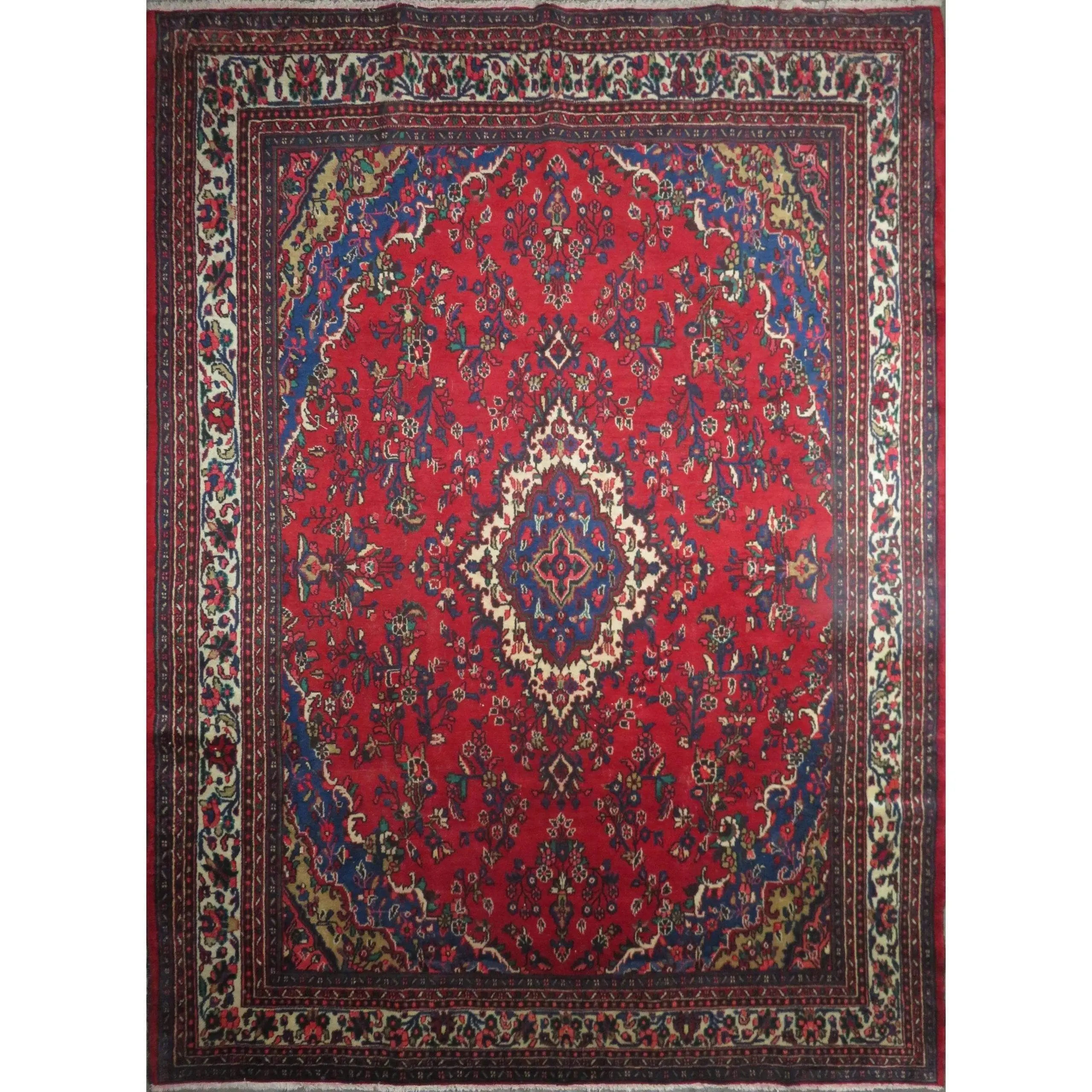 One Of The Kind Hand-Knotted Persian Wool Rug _ Luxurious Vintage Design, 13'4" x 9'9", Artisan Crafted